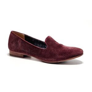 Sebago Suede Womens Size 7 M Penny Loafers Burgundy Slip-On Low Block Heel Shoes